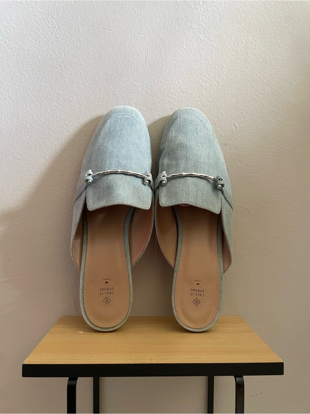 Call It Spring Pale Blue Denim Slip-on Mules – Size 10 *Flaw - Picture 2 of 15